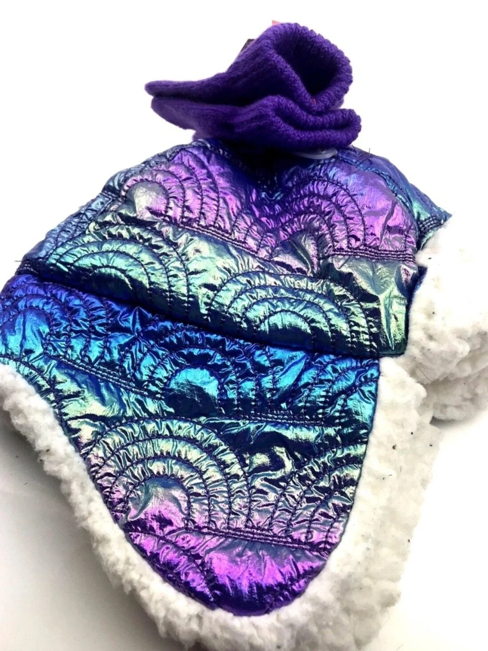 Toddler Winter Hat Size 12/24m Girls Mittens Set Matching Children Kids Purple